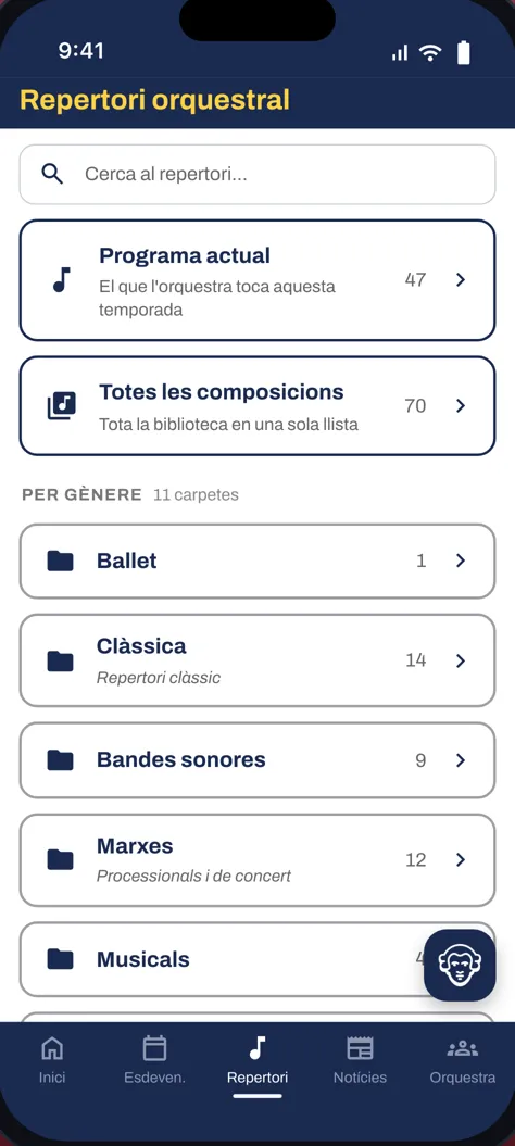 Arxiu de repertori ordenat per gènere