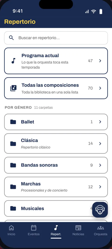 Archivo de repertorio ordenado por género