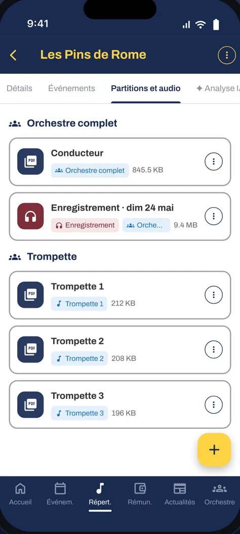 Conducteur, enregistrement et parties de trompette