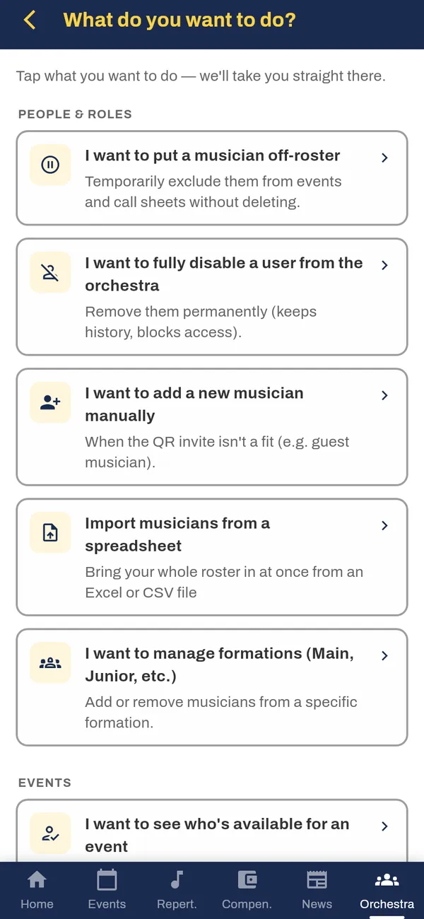 What do you want to do? shortcuts
