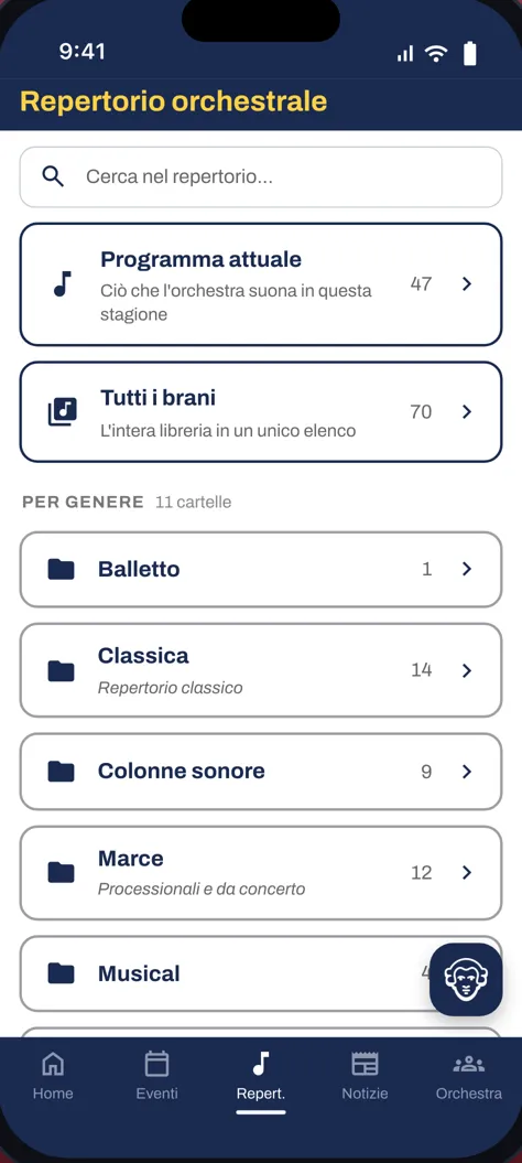 Archivio del repertorio ordinato per genere
