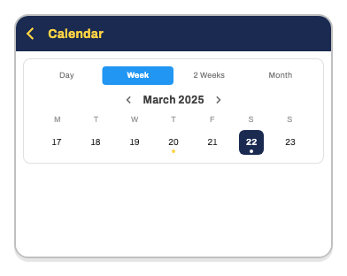 Calendar view screenshot